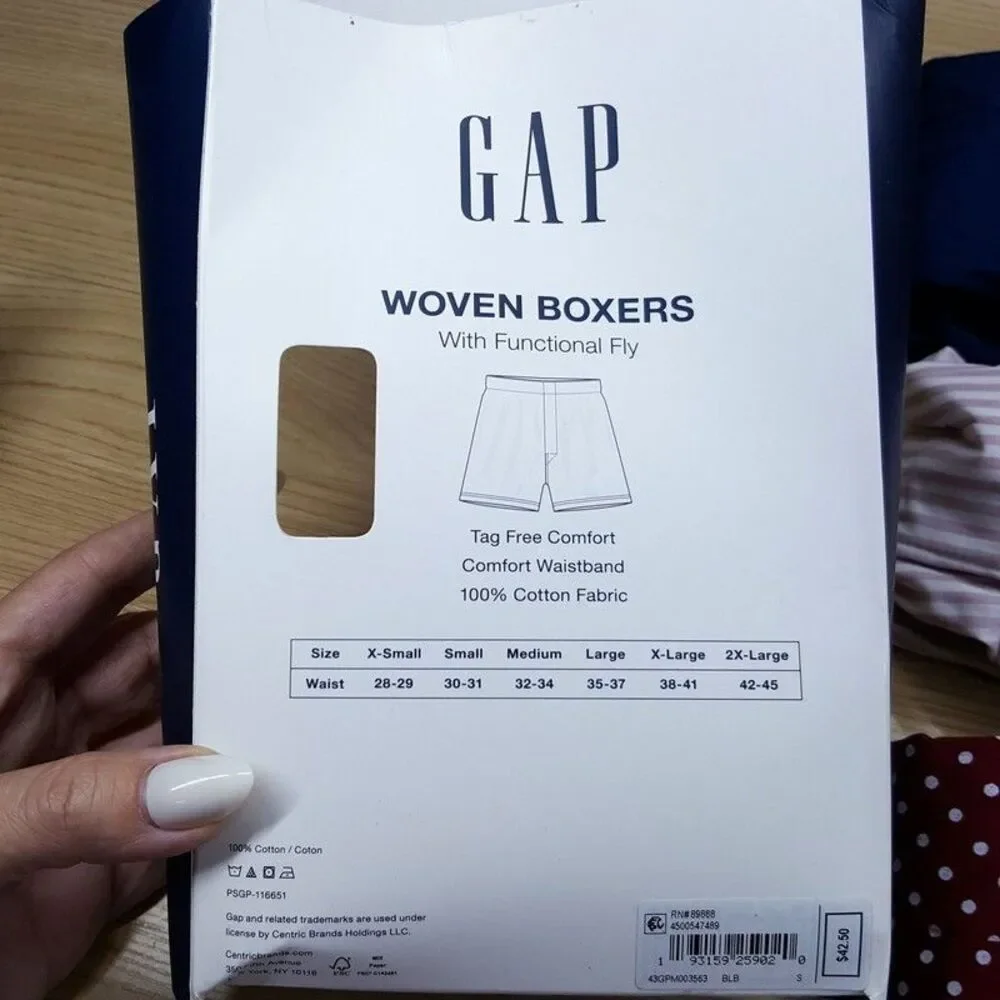 GAP Woven Boxer Shorts Mens Small Blue Navy Maroon Stripe 3-Pack Functional Fly